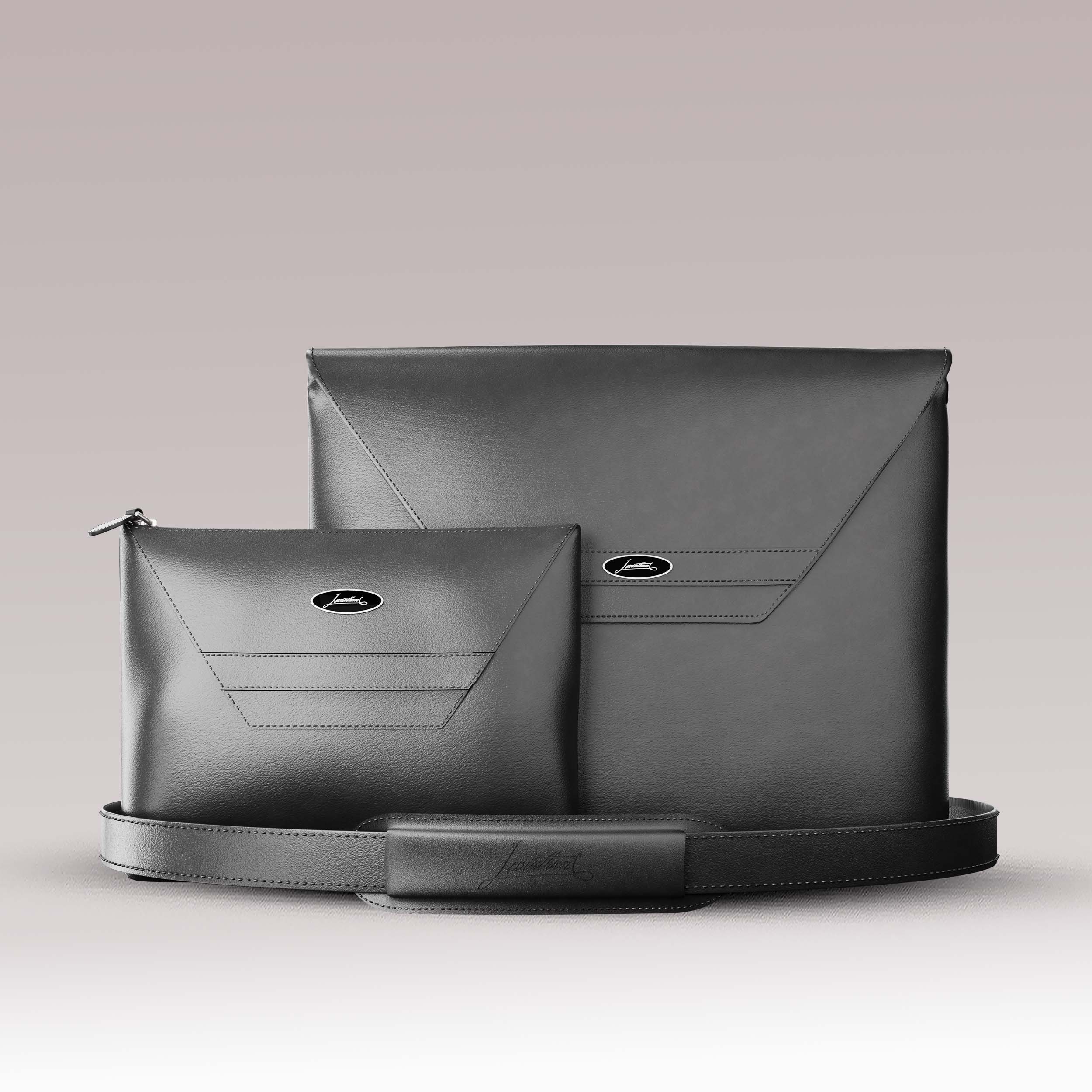Tallit and Tefillin Set Soft Leather - Black