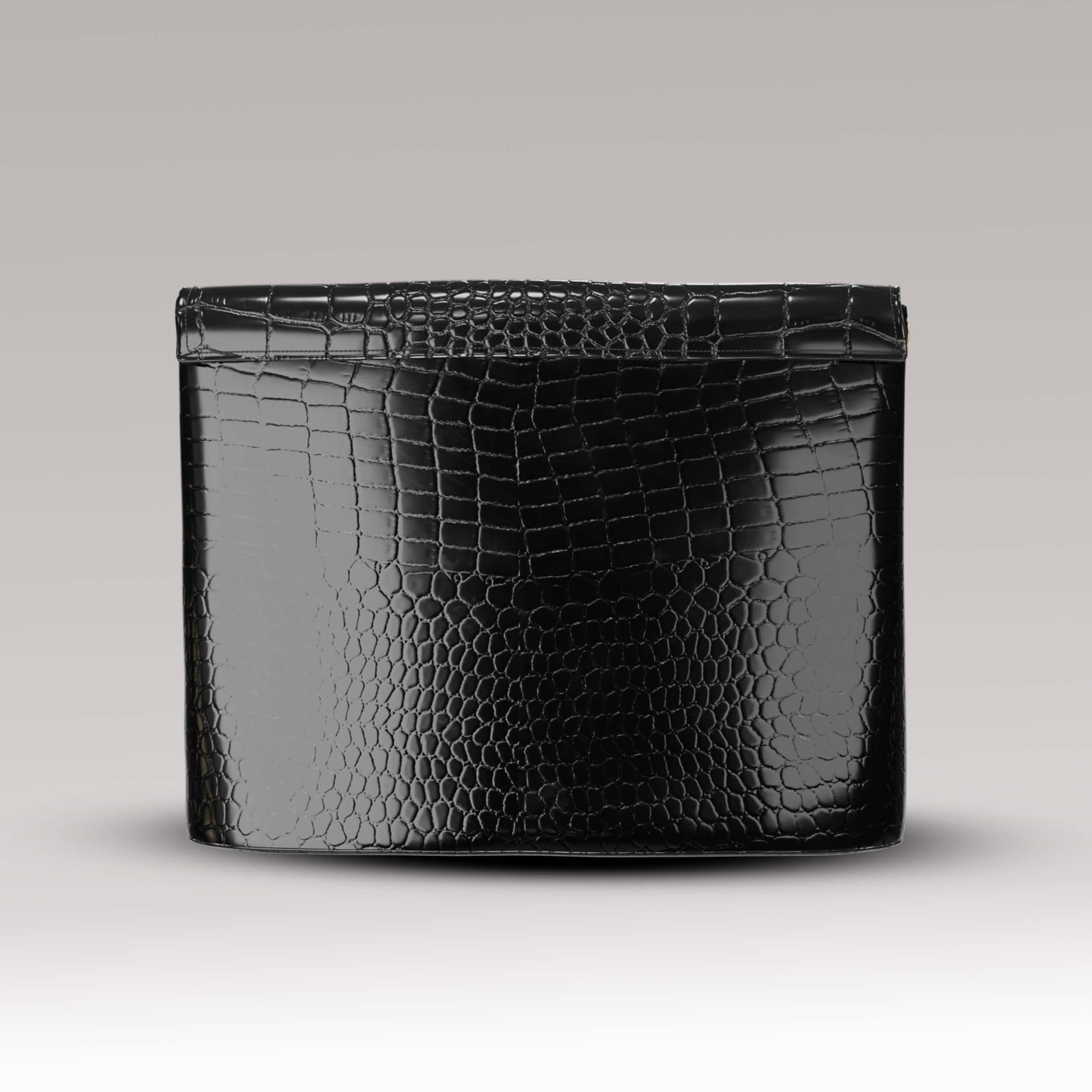 Tallit and Tefillin Set - Black Crocodile Leather - Gold Tone