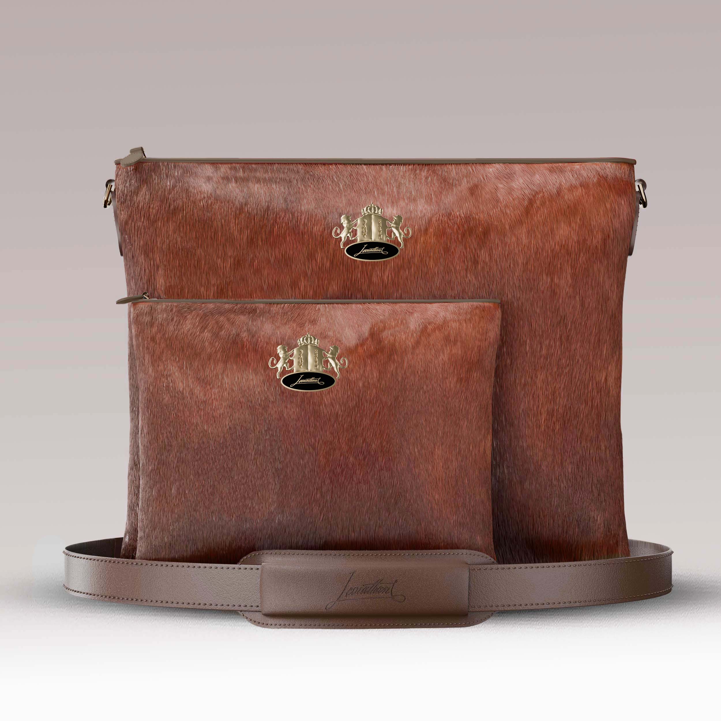Tallit and Tefillin Set Fur - Red Heifer Cowhide - Crown Collection