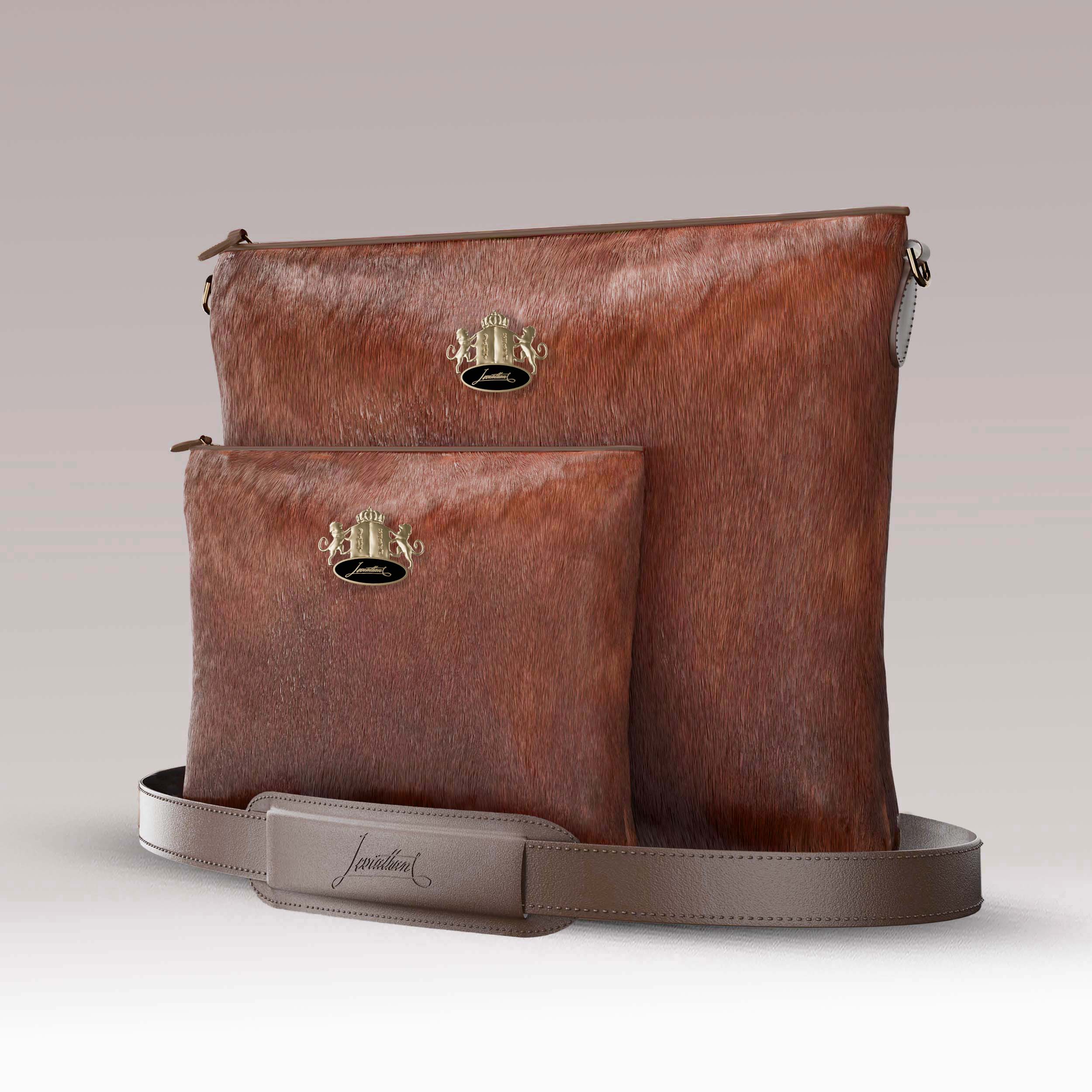 Tallit and Tefillin Set Fur - Red Heifer Cowhide - Crown Collection