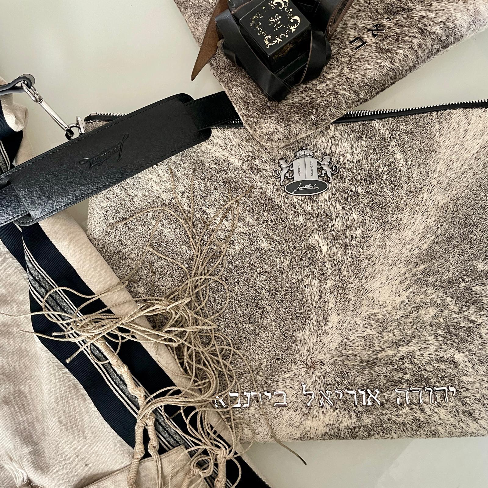 Tallit and Tefillin Set Fur - Black and White