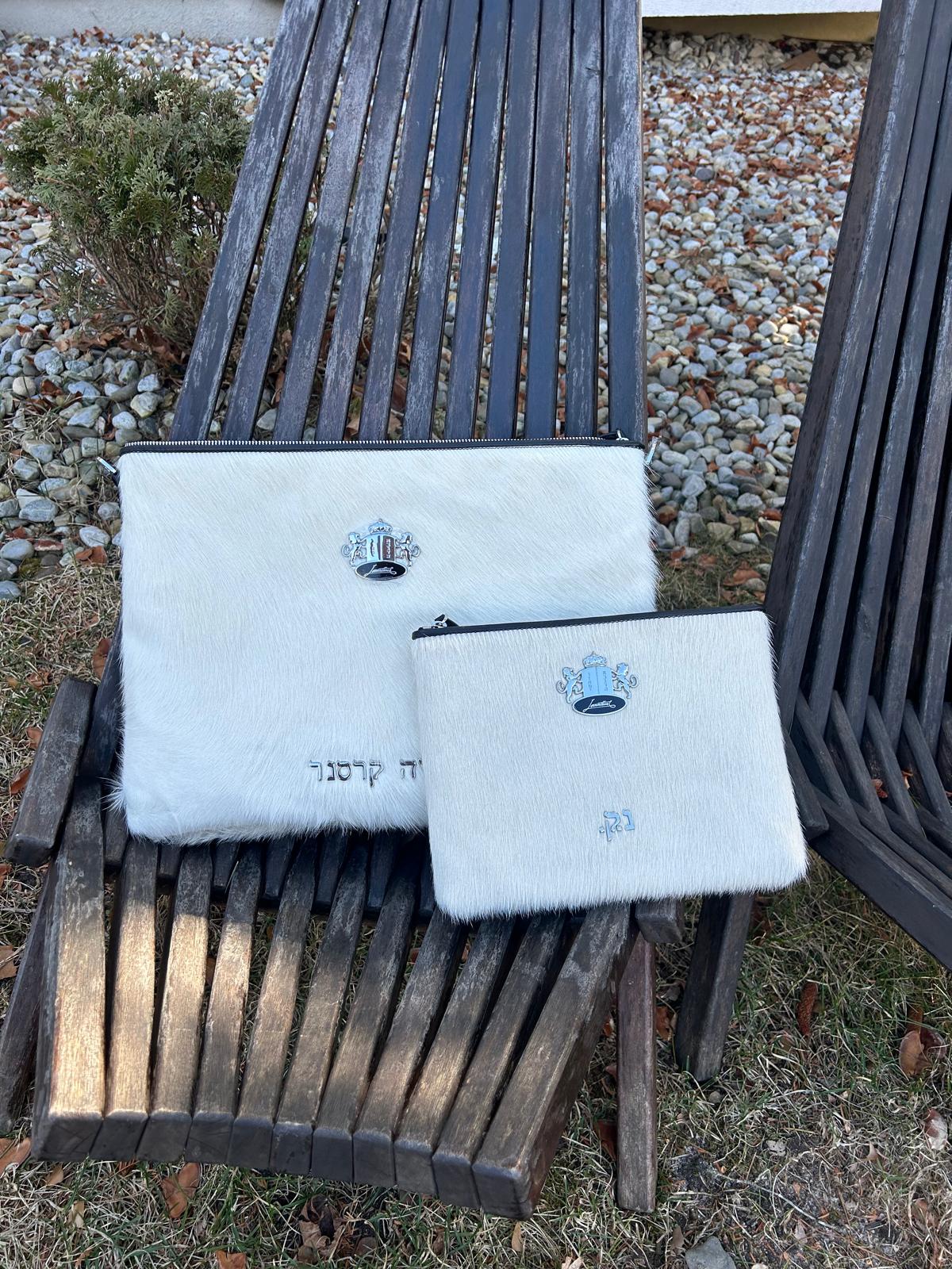 Tallit and Tefillin Set Fur - White - Crown Collection