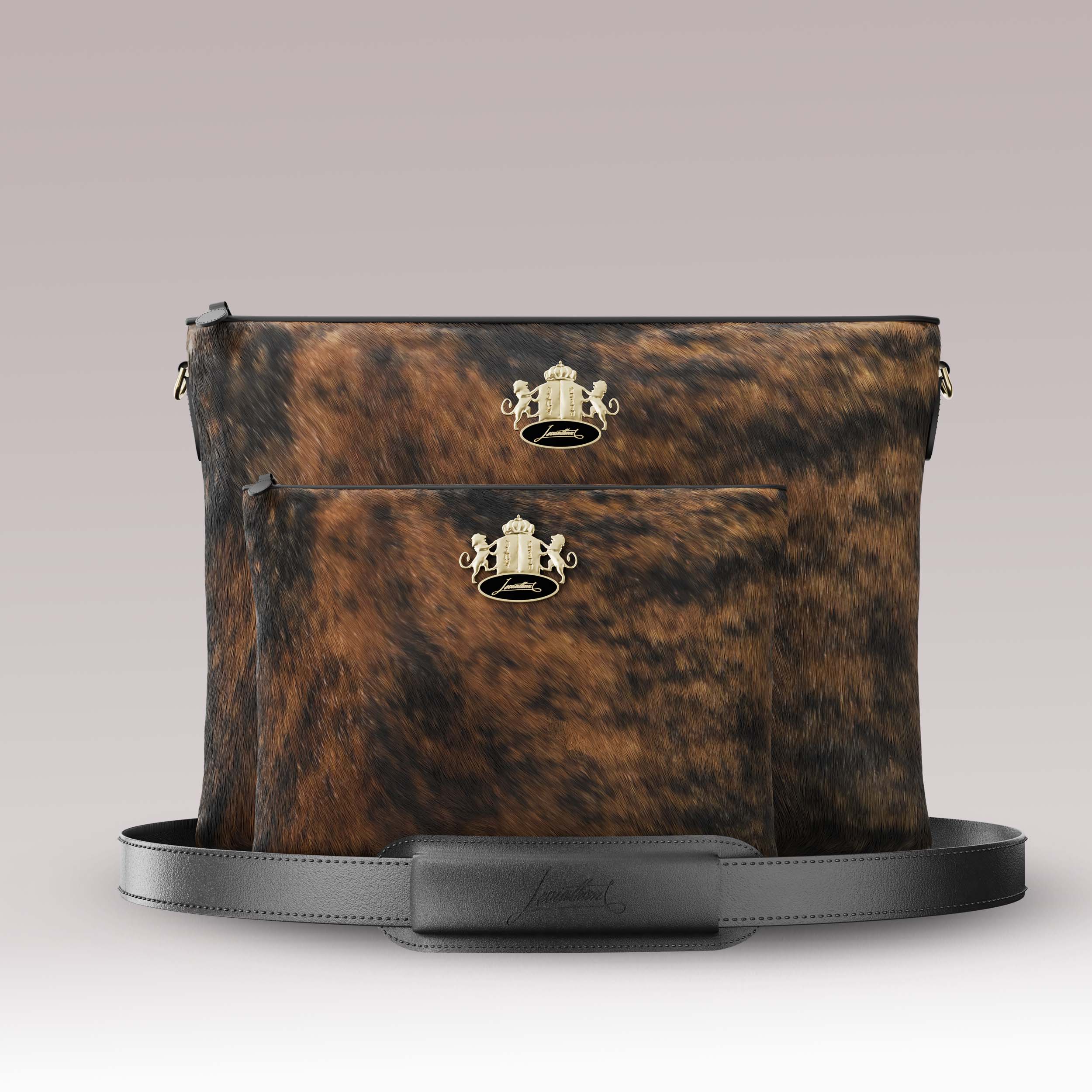 Tallit and Tefillin Set Fur - Brindle Tiger Cowhide - Crown Collection