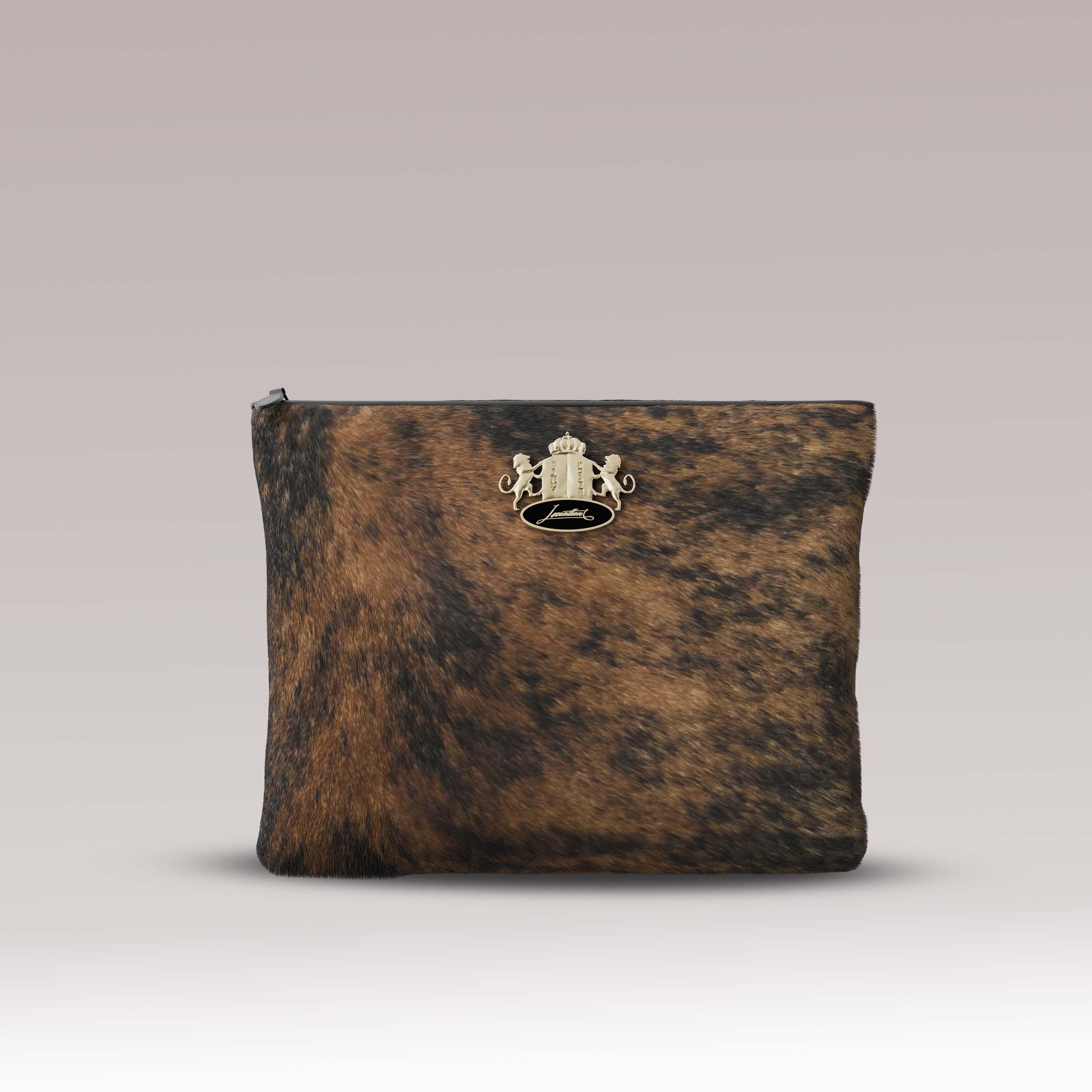 Tallit and Tefillin Set Fur - Brindle Tiger Cowhide - Crown Collection