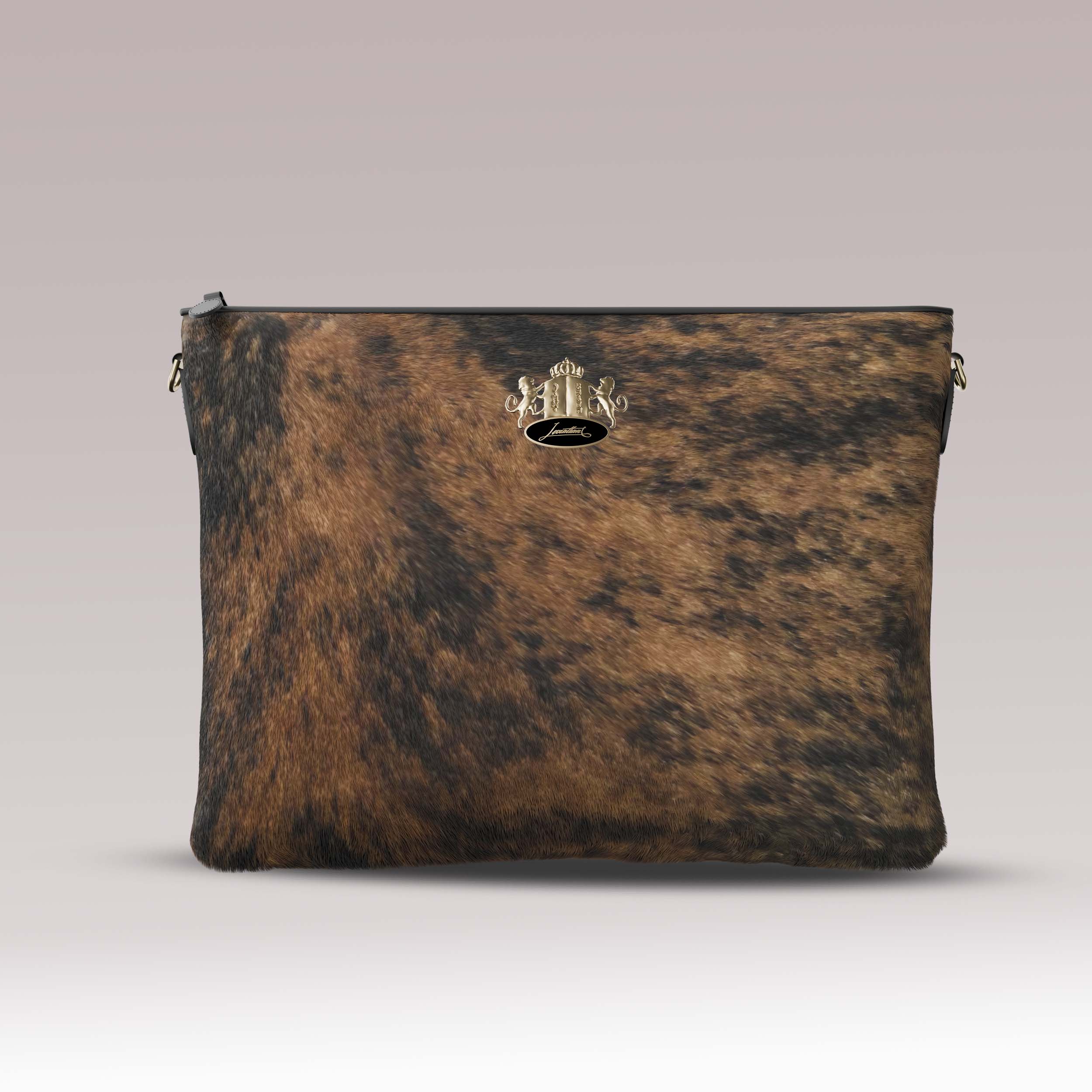 Tallit and Tefillin Set Fur - Brindle Tiger Cowhide - Crown Collection