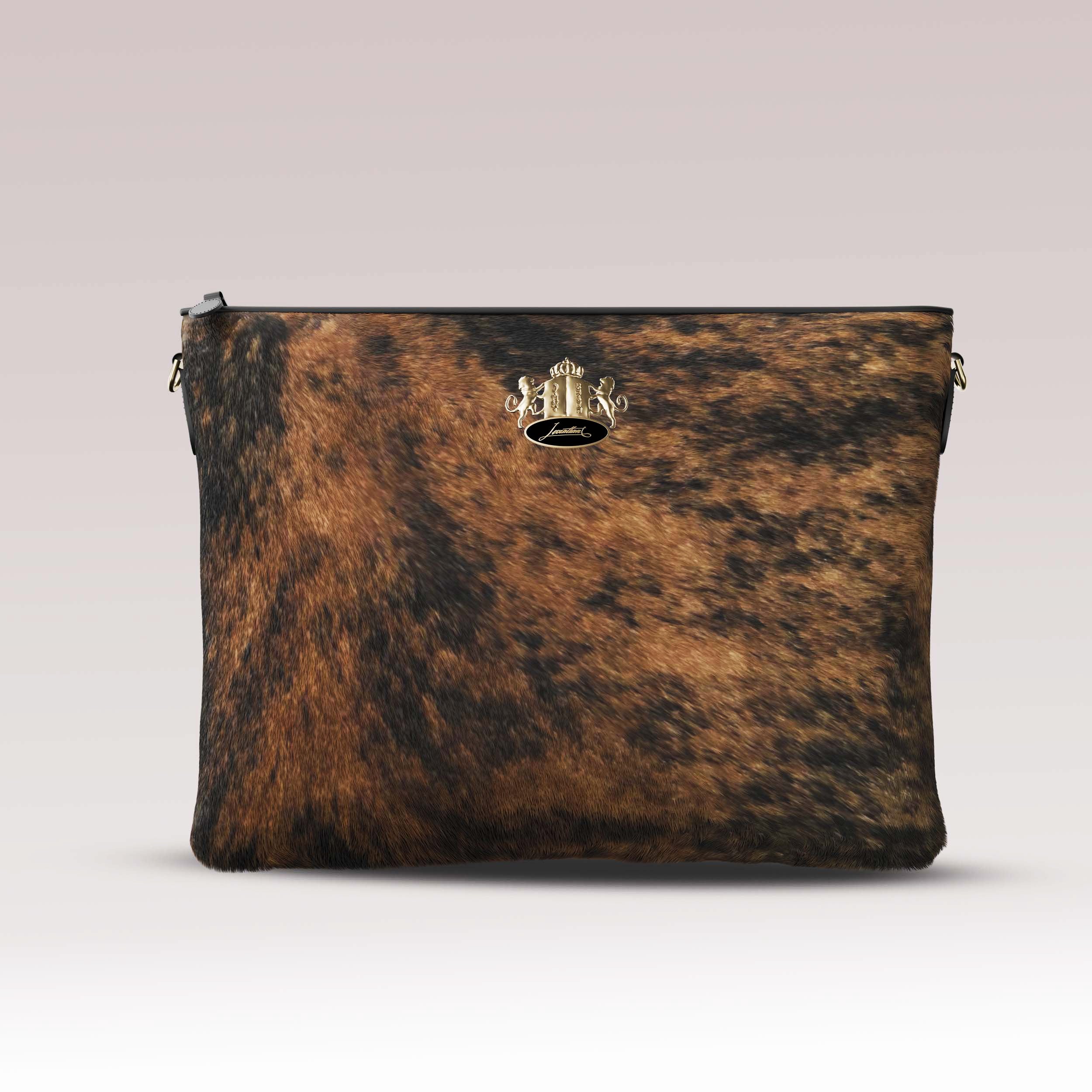 Tallit and Tefillin Set Fur - Brindle Tiger Cowhide - Crown Collection